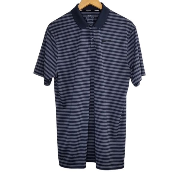 Nike Men's Striped Short Sleeve Active Training Athletic Golf Polo Shirt - Picture 1 of 15